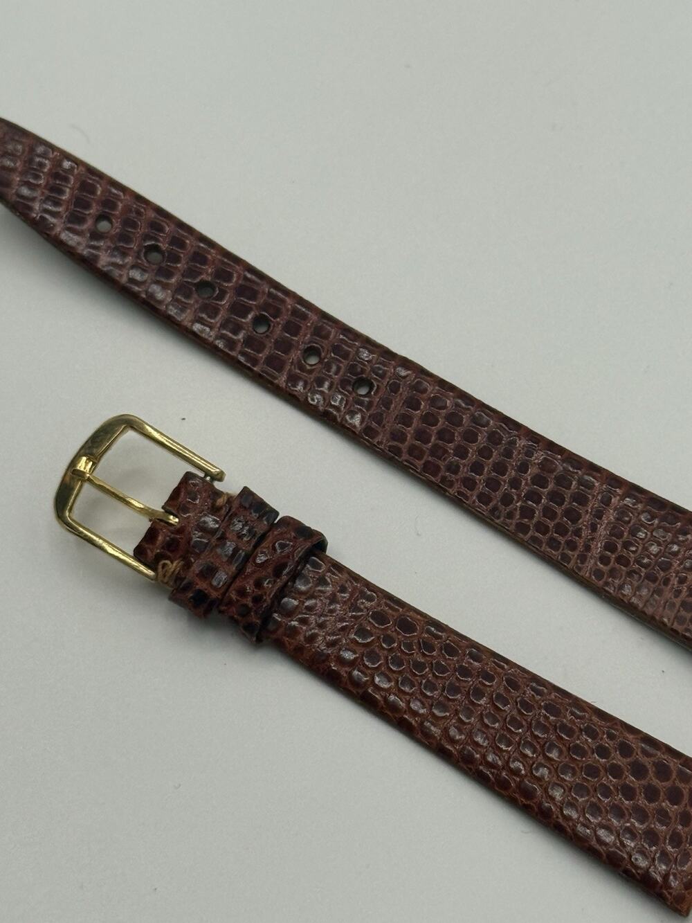 13mm Kreisler Honey Brown Lizard NOS Vintage Watch Band & Gold-Tone Buckle